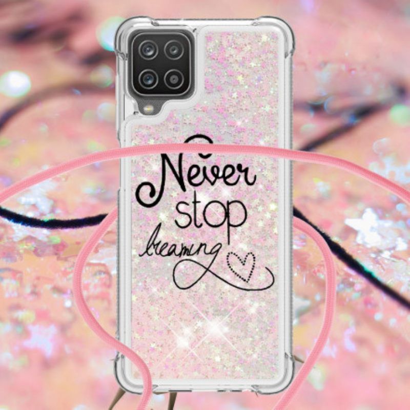 Θήκη Samsung Galaxy M12 / A12 με κορδονι Never Stop Glitter Κορδόνι